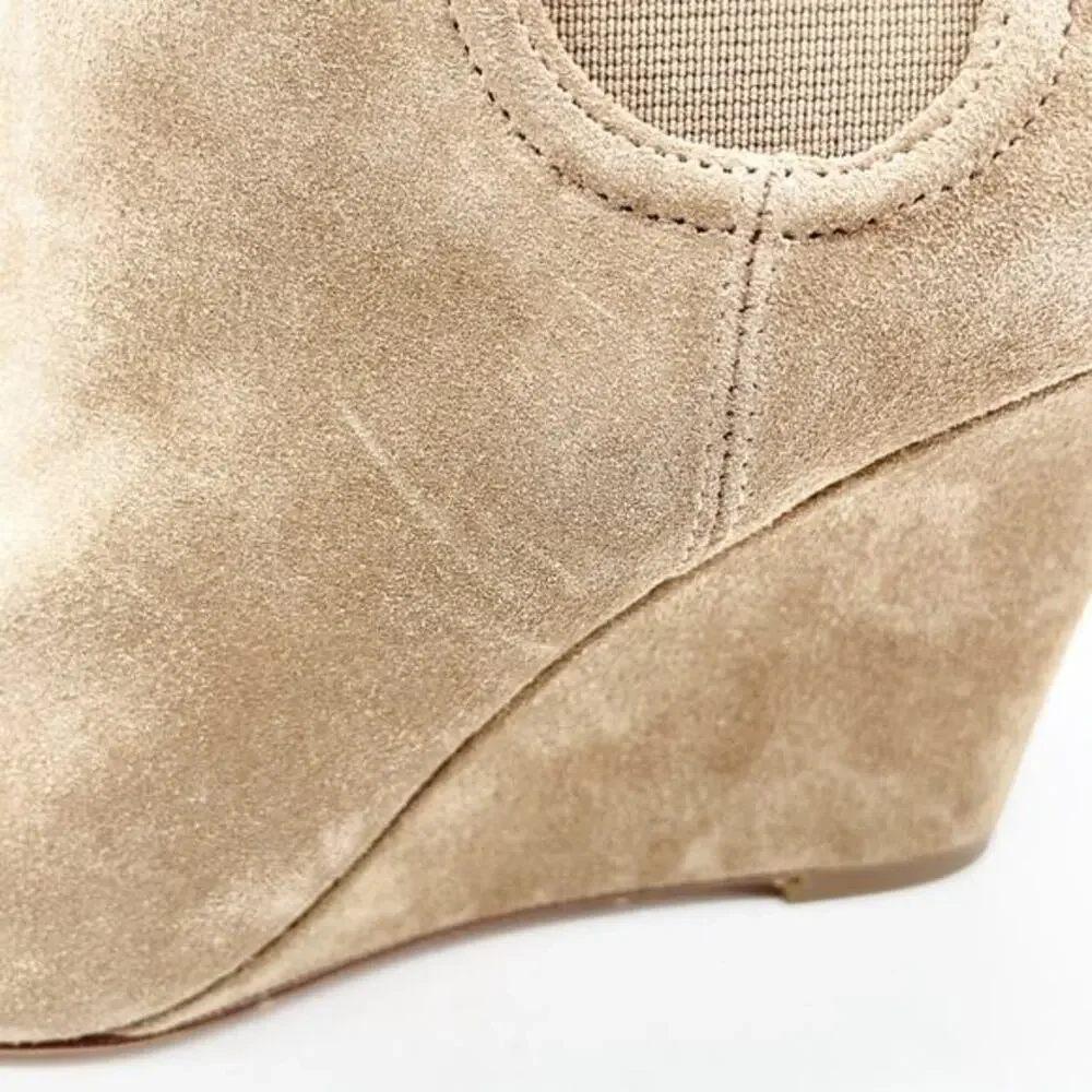 Veronica Beard Women's Iluska Pointed Toe Wedge Bootie Latte Suede Size‎ 7.5M